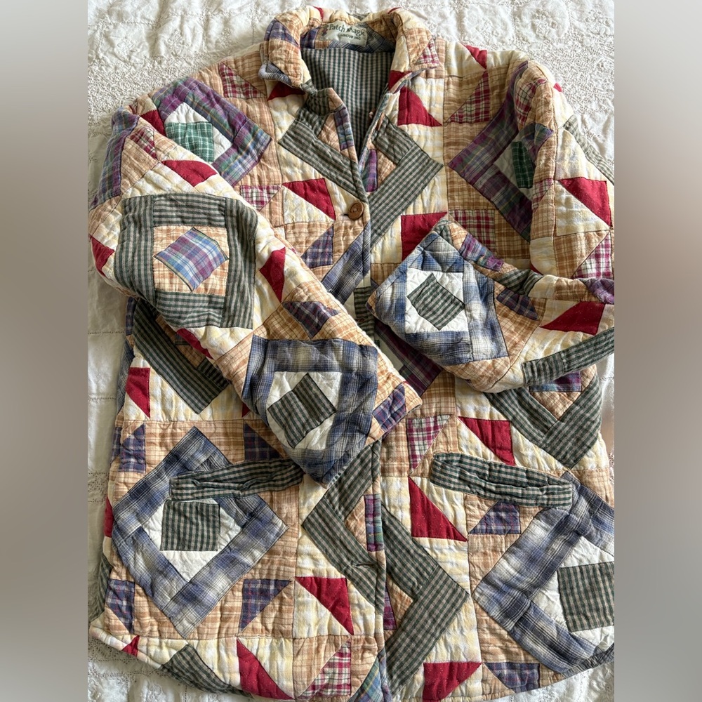 Patchwork Quilted Jacket With Button Closure Medi… - image 1